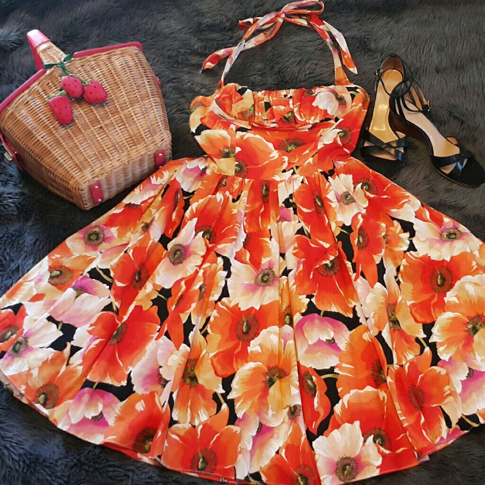 Bernie Dexter frenchie dress poppies L